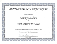 TDK Fixture Repair Recognition
